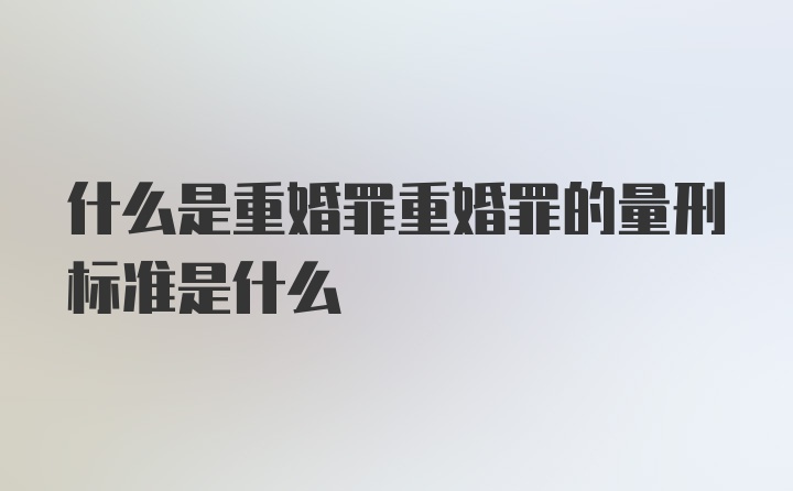 什么是重婚罪重婚罪的量刑标准是什么