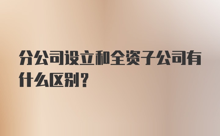 分公司设立和全资子公司有什么区别？