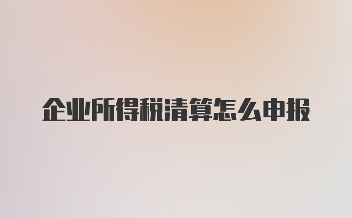 企业所得税清算怎么申报