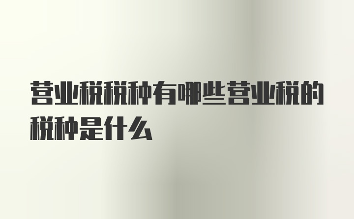 营业税税种有哪些营业税的税种是什么