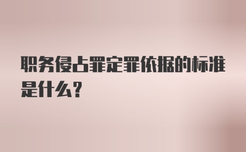 职务侵占罪定罪依据的标准是什么？