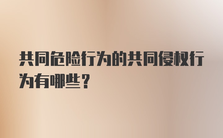 共同危险行为的共同侵权行为有哪些？