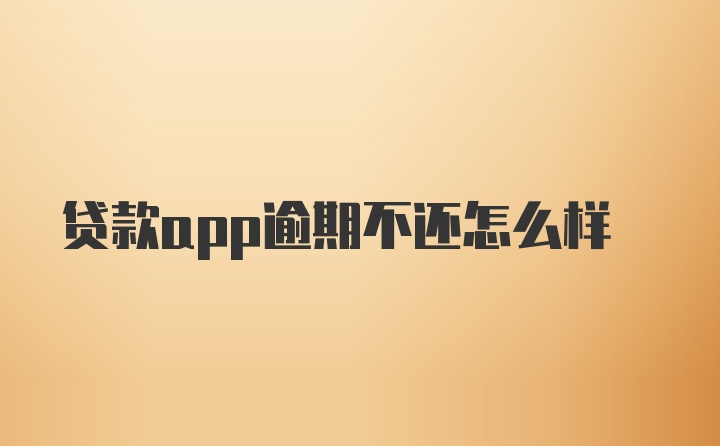 贷款app逾期不还怎么样