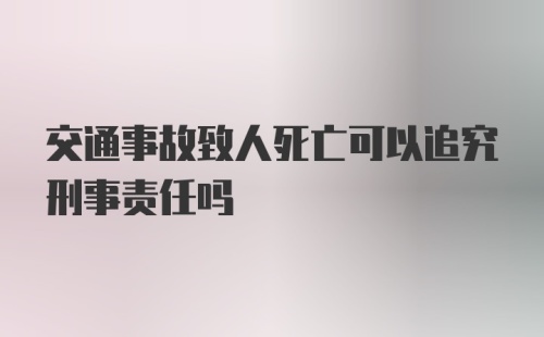 交通事故致人死亡可以追究刑事责任吗