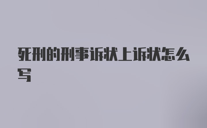 死刑的刑事诉状上诉状怎么写