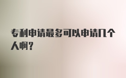 专利申请最多可以申请几个人啊？