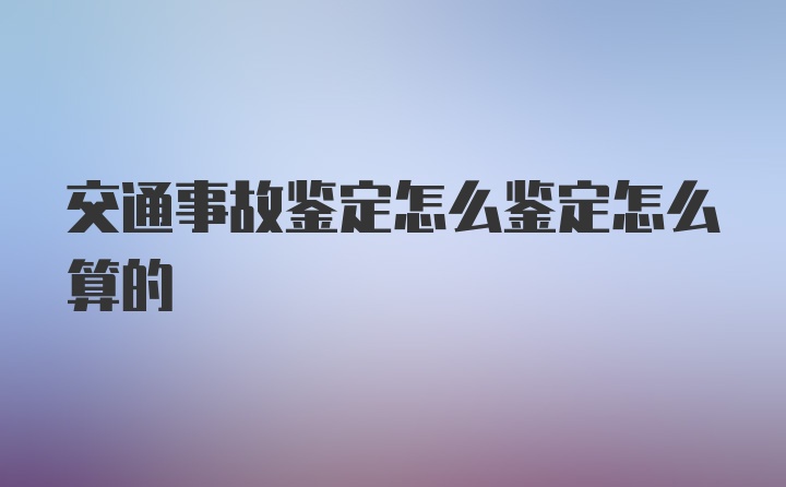 交通事故鉴定怎么鉴定怎么算的