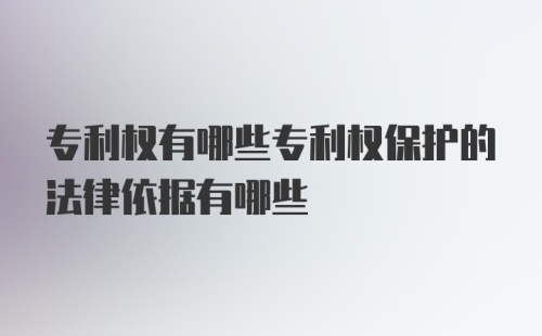 专利权有哪些专利权保护的法律依据有哪些