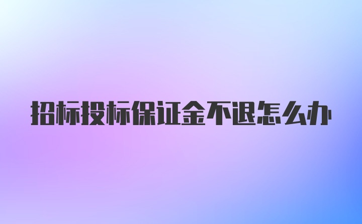 招标投标保证金不退怎么办