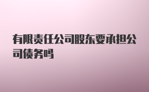 有限责任公司股东要承担公司债务吗