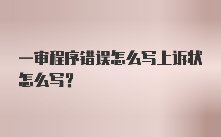 一审程序错误怎么写上诉状怎么写?