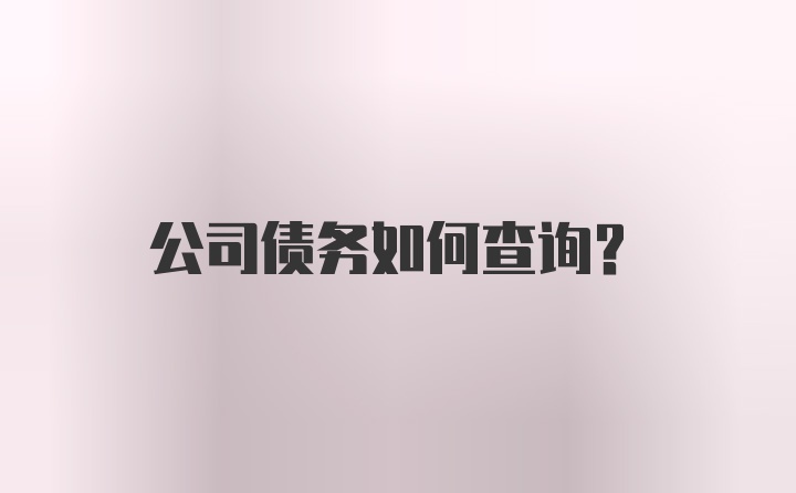 公司债务如何查询?