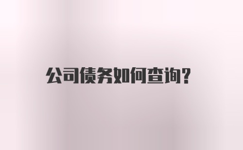 公司债务如何查询?