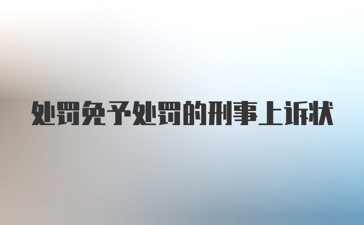 处罚免予处罚的刑事上诉状