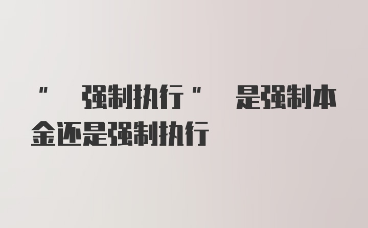 " 强制执行" 是强制本金还是强制执行