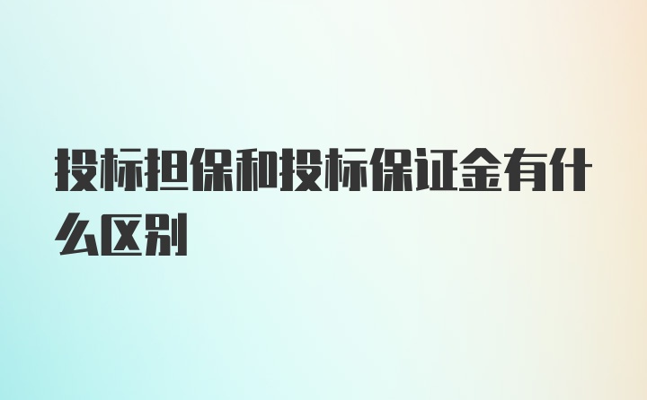 投标担保和投标保证金有什么区别