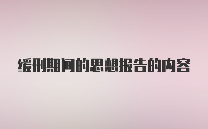 缓刑期间的思想报告的内容