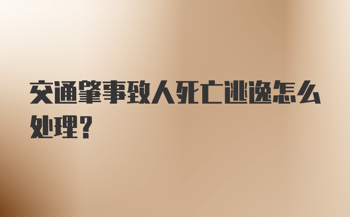 交通肇事致人死亡逃逸怎么处理？