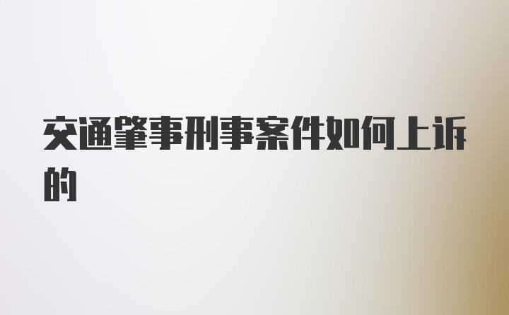 交通肇事刑事案件如何上诉的