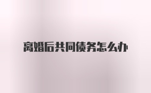 离婚后共同债务怎么办