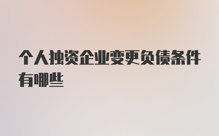 个人独资企业变更负债条件有哪些