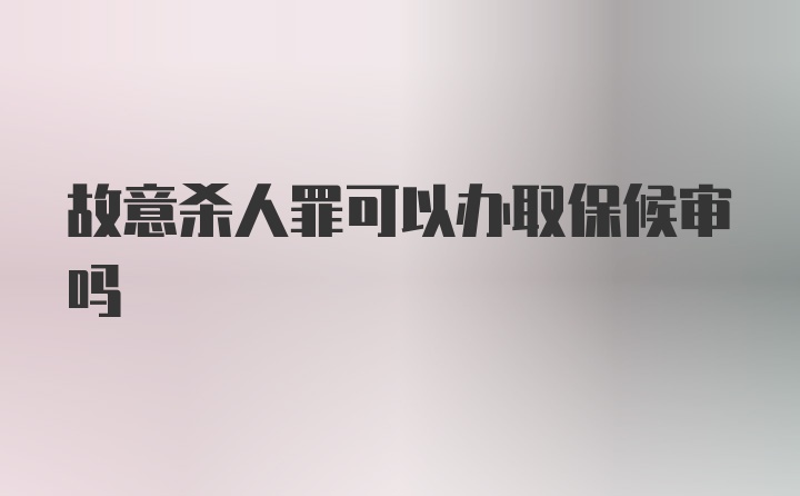 故意杀人罪可以办取保候审吗