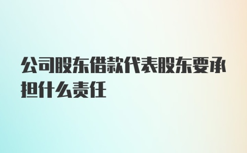 公司股东借款代表股东要承担什么责任