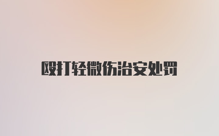 殴打轻微伤治安处罚