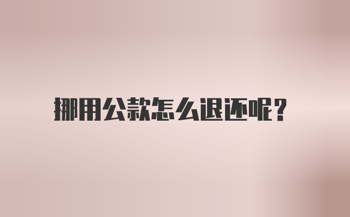 挪用公款怎么退还呢？