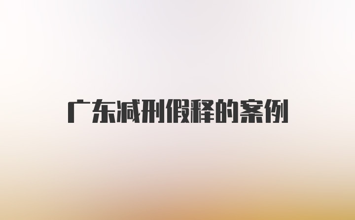 广东减刑假释的案例