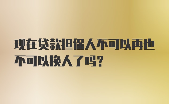 现在贷款担保人不可以再也不可以换人了吗？