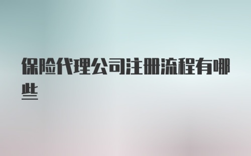 保险代理公司注册流程有哪些