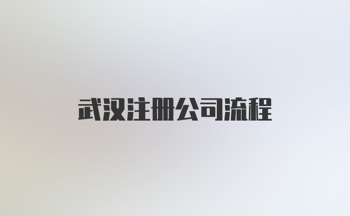 武汉注册公司流程