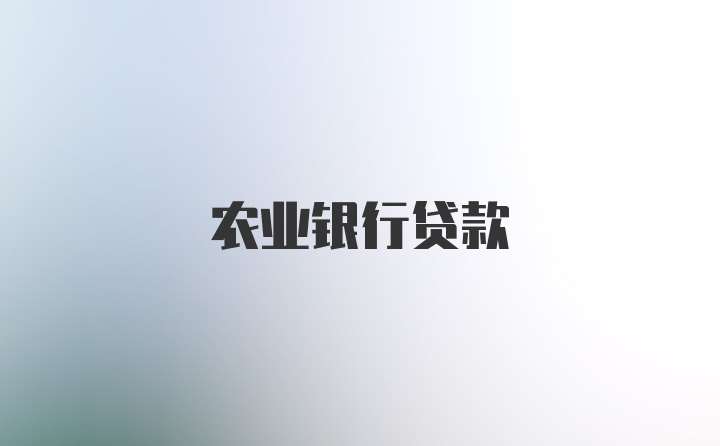 农业银行贷款