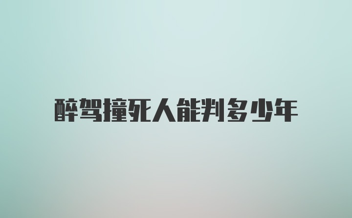 醉驾撞死人能判多少年