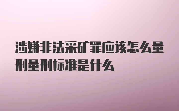 涉嫌非法采矿罪应该怎么量刑量刑标准是什么