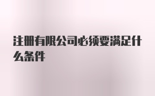 注册有限公司必须要满足什么条件