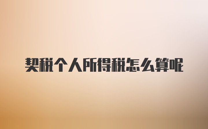 契税个人所得税怎么算呢