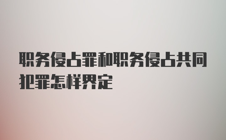 职务侵占罪和职务侵占共同犯罪怎样界定