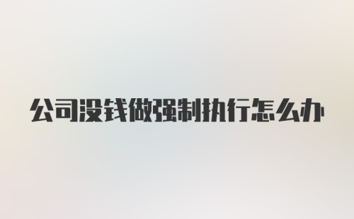 公司没钱做强制执行怎么办