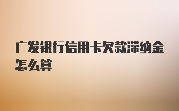 广发银行信用卡欠款滞纳金怎么算