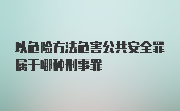 以危险方法危害公共安全罪属于哪种刑事罪