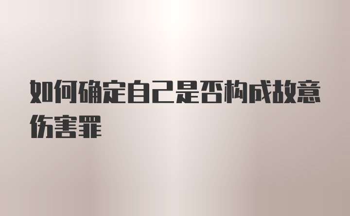 如何确定自己是否构成故意伤害罪