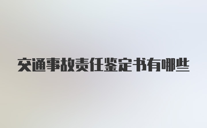 交通事故责任鉴定书有哪些