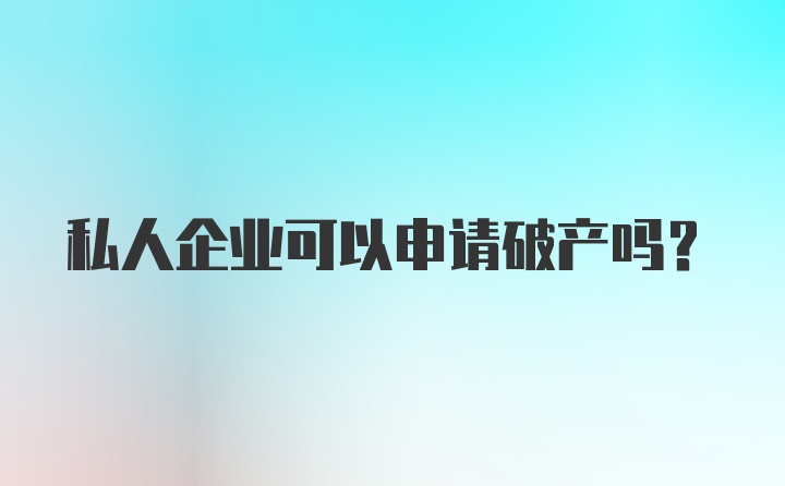 私人企业可以申请破产吗?