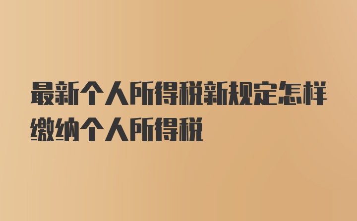 最新个人所得税新规定怎样缴纳个人所得税