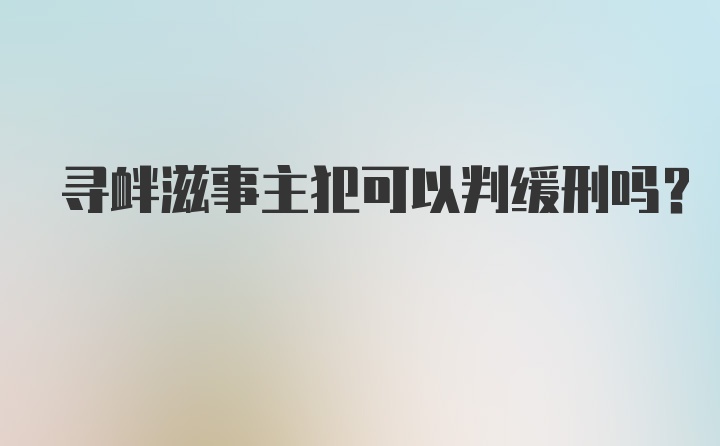 寻衅滋事主犯可以判缓刑吗?