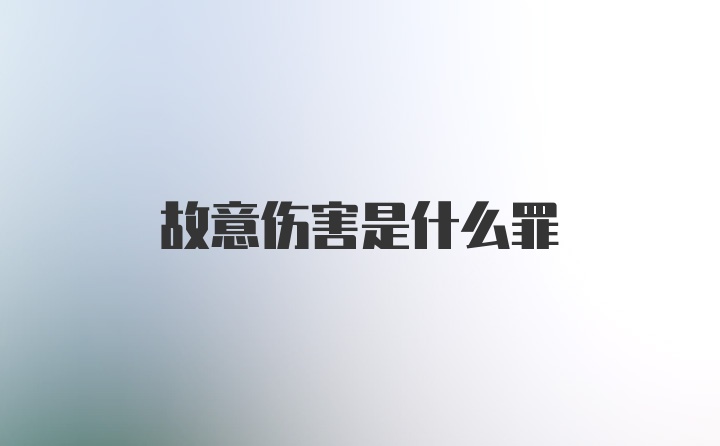 故意伤害是什么罪