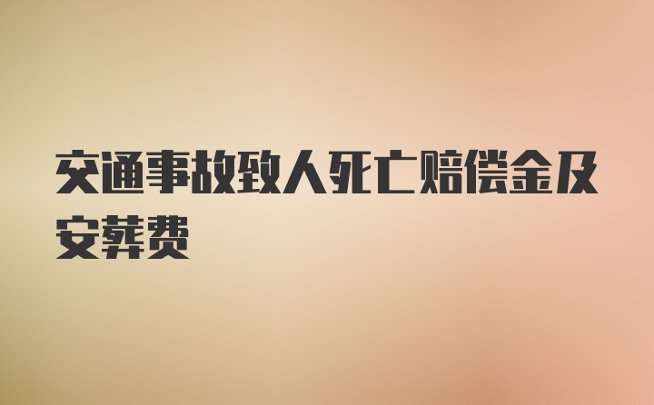 交通事故致人死亡赔偿金及安葬费