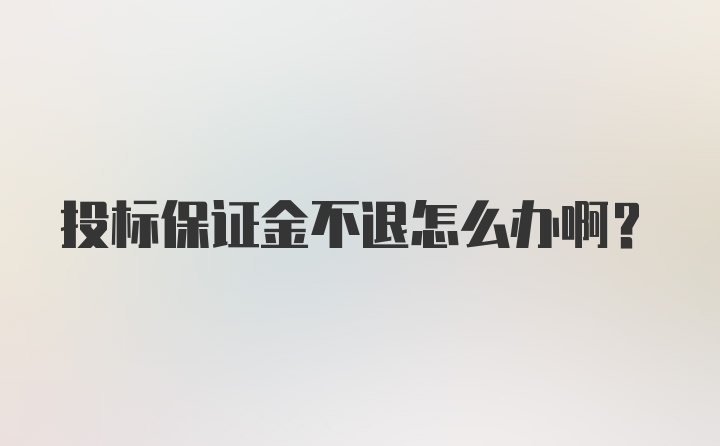 投标保证金不退怎么办啊？